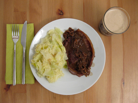Lamb steaks with Guinness Sauce and Colcannon